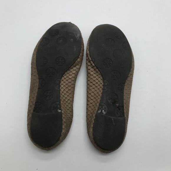 Tory Burch Women's Tan Snakeskin Reva Ballet Flat 6.5 - Picture 6 of 8